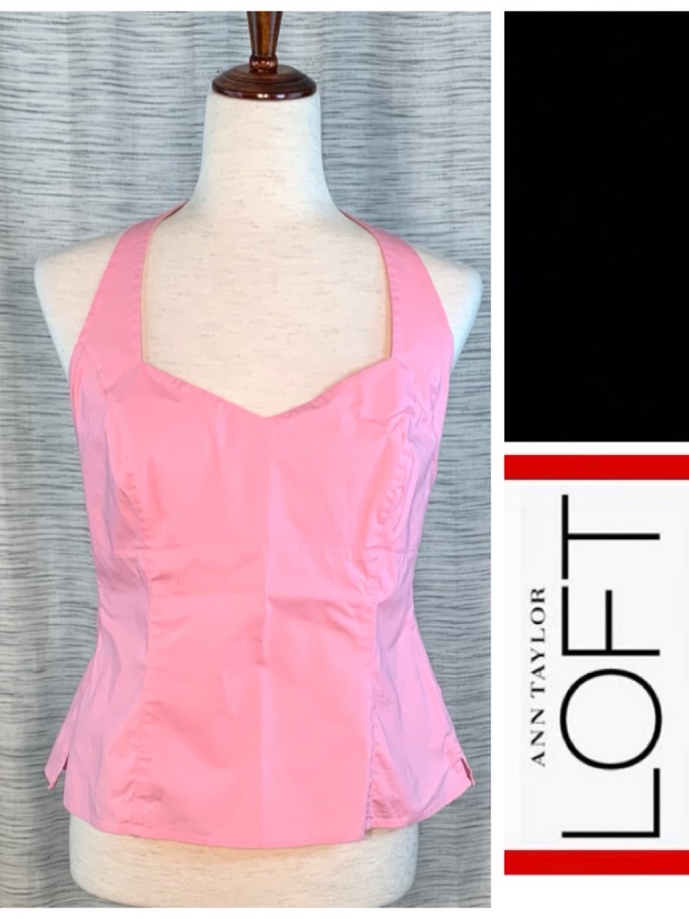 Ann Taylor Loft solid Pink Halter Top.